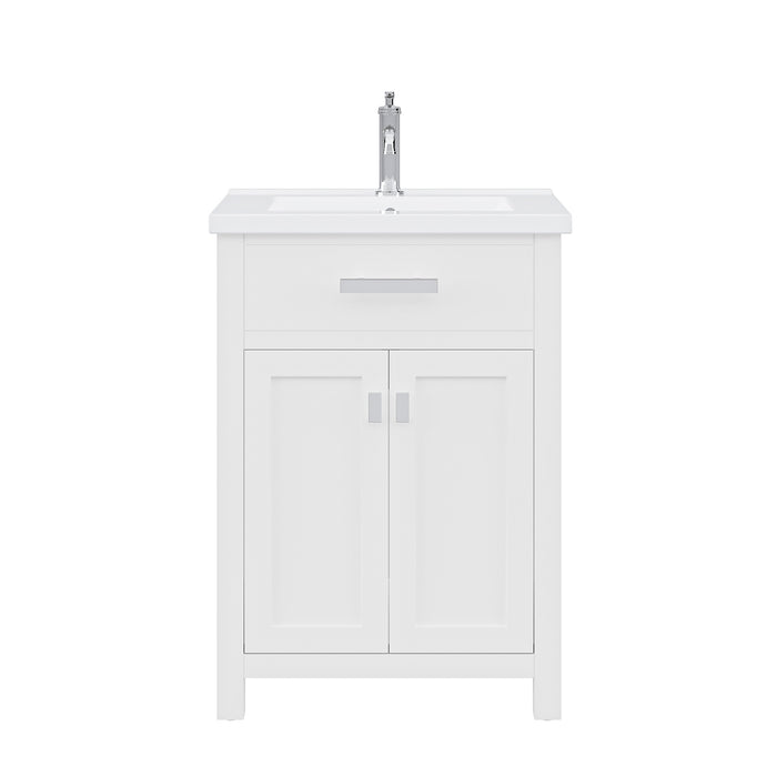 Water Creation | Myra 24" Pure White MDF Single Bowl Ceramics Top Vanity With Double Door Water Creation - Vanity Water Creation No Mirror No Faucet 