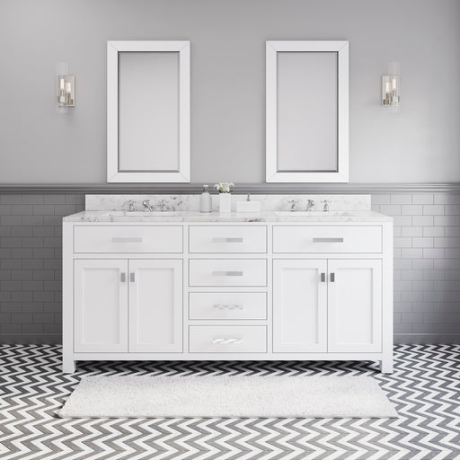 Water Creation | Madison 72" Pure White Double Sink Bathroom Vanity Water Creation - Vanity Water Creation 24" Rectangular Mirror No Faucet 