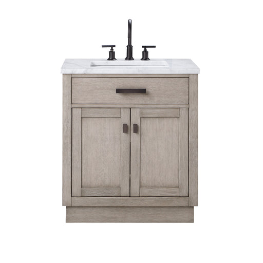 Water Creation | Chestnut 30" Single Sink Carrara White Marble Countertop Vanity In Grey Oak Water Creation - Vanity Water Creation No Mirror No Faucet 