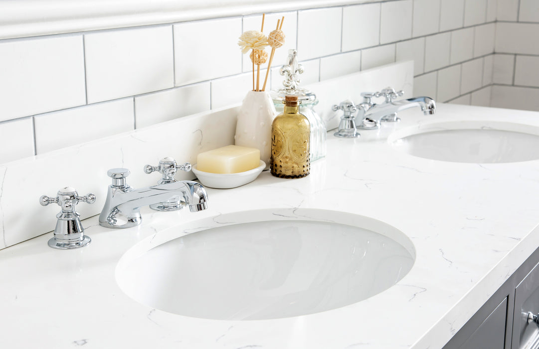 Water Creation | Queen 60" Double Sink Quartz Carrara Vanity In Cashmere Grey Water Creation - Vanity Water Creation   