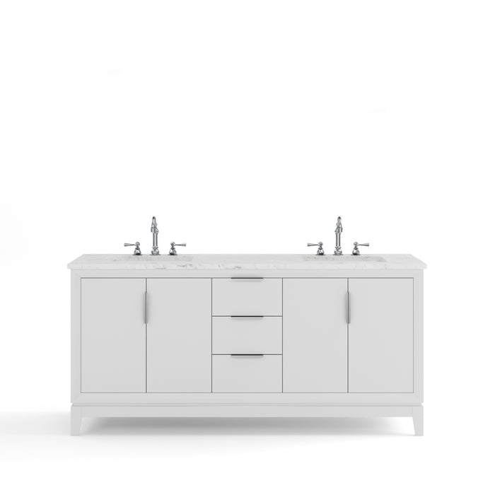 Water Creation | Elizabeth 72" Double Sink Carrara White Marble Vanity In Pure White Water Creation - Vanity Water Creation No Mirror Hook Spout Faucet 