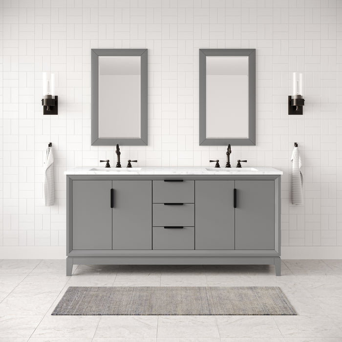 Water Creation | Elizabeth 72" Double Sink Carrara White Marble Vanity In Cashmere Grey Water Creation - Vanity Water Creation   