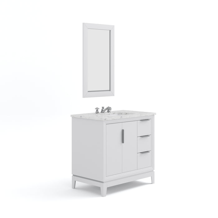 Water Creation | Elizabeth 36" Single Sink Carrara White Marble Vanity In Pure White Water Creation - Vanity Water Creation 21" Rectangular Mirror No Faucet 