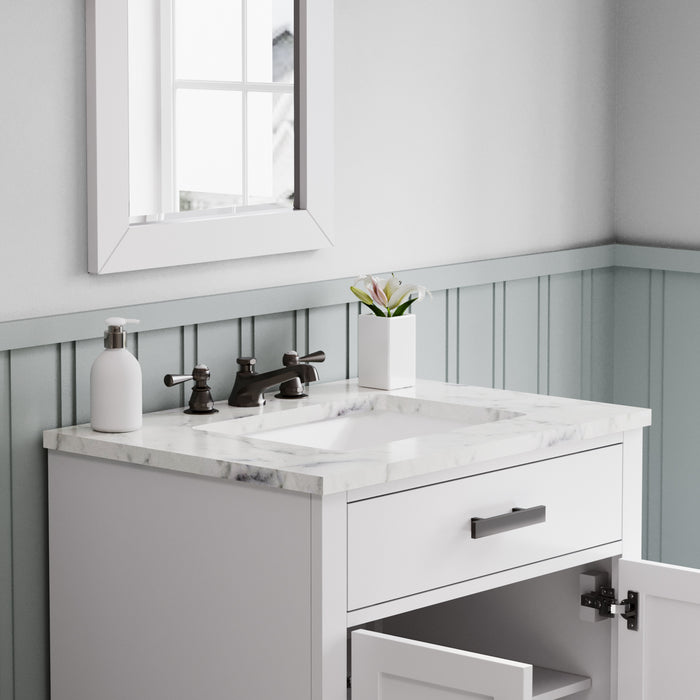 Water Creation | Hartford 30" Single Sink Carrara White Marble Countertop Bath Vanity in Pure White Water Creation - Vanity Water Creation   