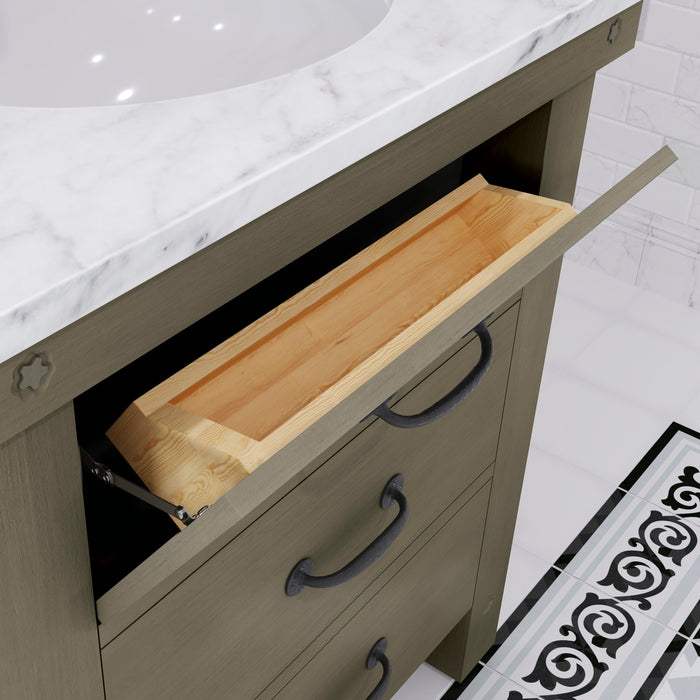 Water Creation | Aberdeen 30" Grizzle Grey Single Sink Bathroom Vanity With Carrara White Marble Counter Top Water Creation - Vanity Water Creation   