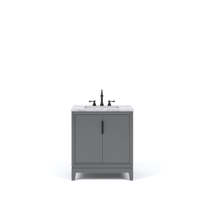 Water Creation | Elizabeth 30" Single Sink Carrara White Marble Vanity In Cashmere Grey Water Creation - Vanity Water Creation No Mirror Hook Spout Faucet 