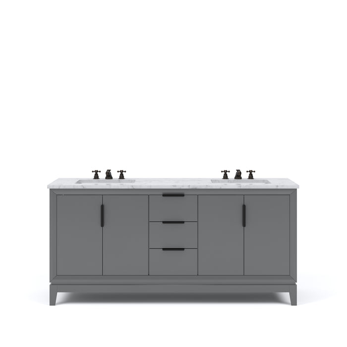 Water Creation | Elizabeth 72" Double Sink Carrara White Marble Vanity In Cashmere Grey Water Creation - Vanity Water Creation No Mirror Widespread Lavatory Faucet 