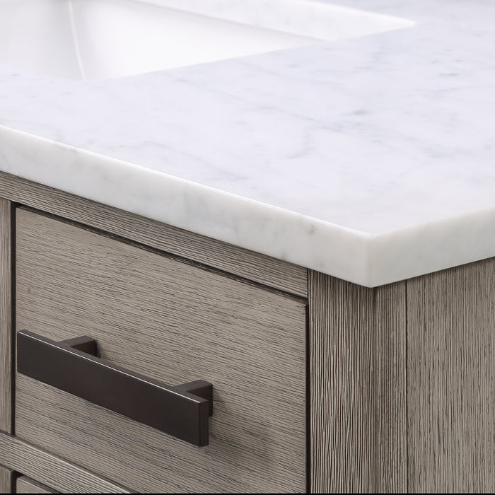 Water Creation | Chestnut 48" Single Sink Carrara White Marble Countertop Vanity In Grey Oak Water Creation - Vanity Water Creation   
