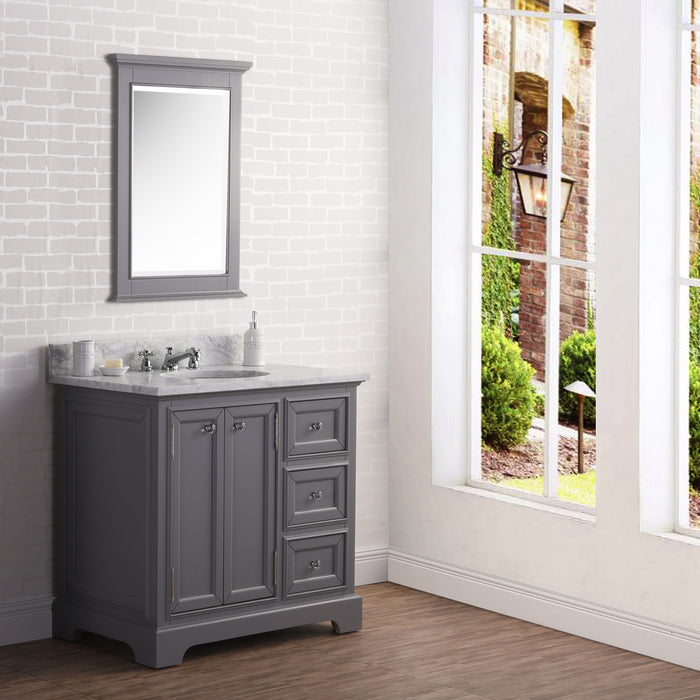 Water Creation | Derby 36" Wide Cashmere Grey Single Sink Carrara Marble Bathroom Vanity Water Creation - Vanity Water Creation   