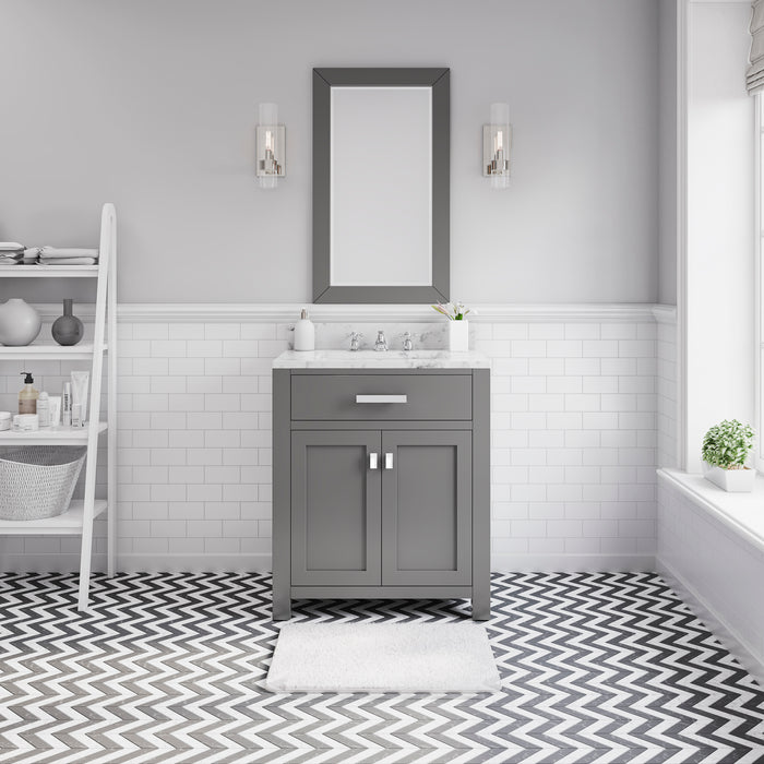 Water Creation | Madison 30" Cashmere Grey Single Sink Bathroom Vanity Water Creation - Vanity Water Creation 24" Rectangular Mirror No Faucet 