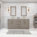 Water Creation | Hugo 72" Double Sink Carrara White Marble Countertop Vanity in Grey Oak and Gold Trim Water Creation - Vanity Water Creation 21" Rectangular Mirror No Faucet 
