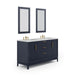 Water Creation | Elizabeth 60" Double Sink Carrara White Marble Vanity In Monarch Blue Water Creation - Vanity Water Creation 21" Rectangular Mirror No Faucet 