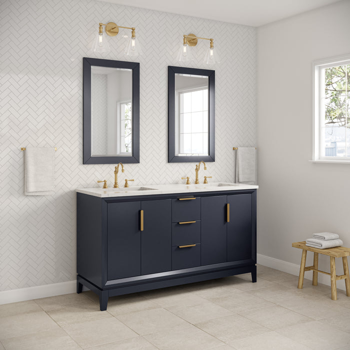 Water Creation | Elizabeth 60" Double Sink Carrara White Marble Vanity In Monarch Blue Water Creation - Vanity Water Creation   