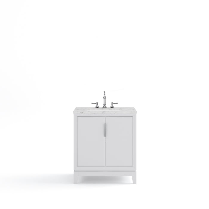 Water Creation | Elizabeth 30" Single Sink Carrara White Marble Vanity In Pure White Water Creation - Vanity Water Creation No Mirror Hook Spout Faucet 