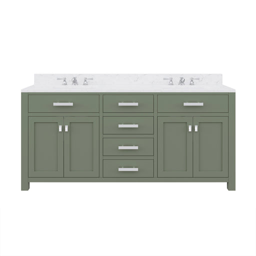 Water Creation | Madison 72" Double Sink Carrara White Marble Countertop Vanity in Glacial Green Water Creation - Vanity Water Creation No Mirror No Faucet 