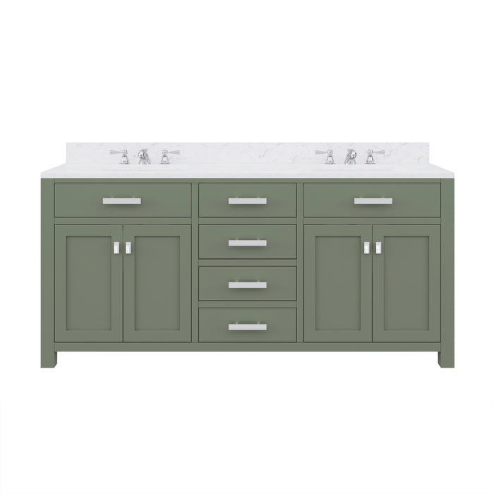 Water Creation | Madison 72" Double Sink Carrara White Marble Countertop Vanity in Glacial Green Water Creation - Vanity Water Creation No Mirror No Faucet 