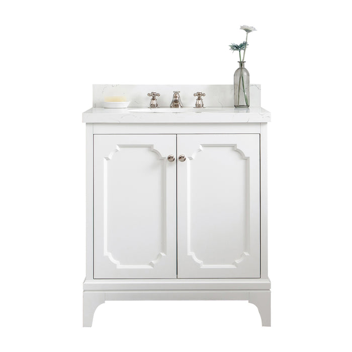 Water Creation | Queen 30" Single Sink Quartz Carrara Vanity In Pure White Water Creation - Vanity Water Creation No Mirror No Faucet 