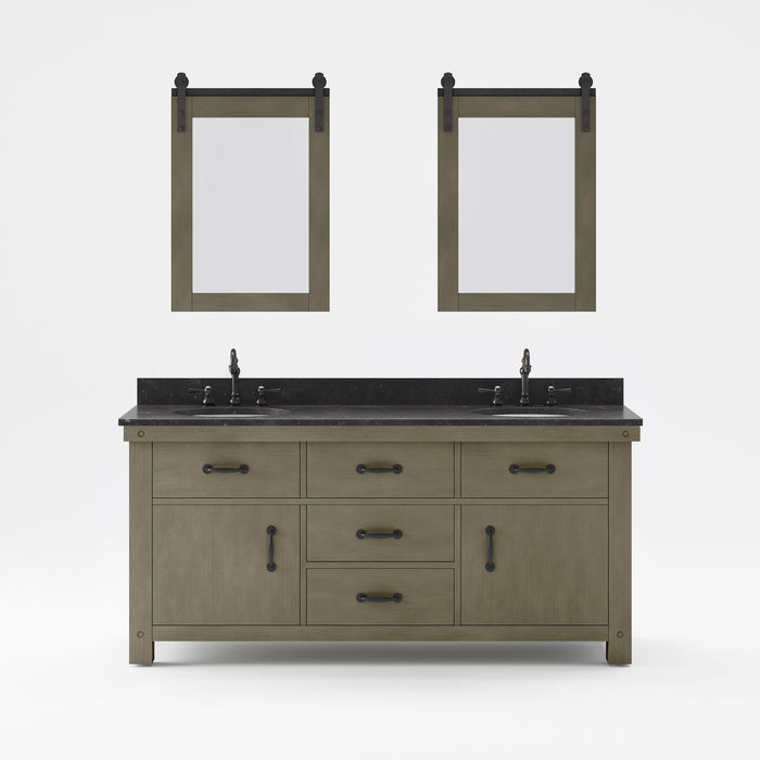 Water Creation | Aberdeen 72" Grizzle Grey Double Sink Bathroom Vanity With Blue Limestone Counter Top Water Creation - Vanity Water Creation   