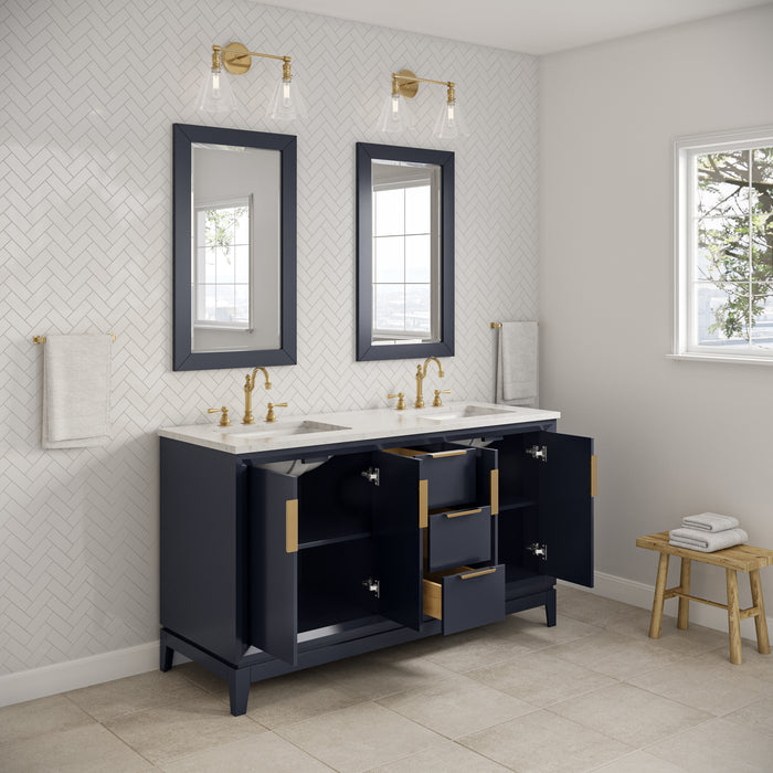 Water Creation | Elizabeth 60" Double Sink Carrara White Marble Vanity In Monarch Blue Water Creation - Vanity Water Creation   