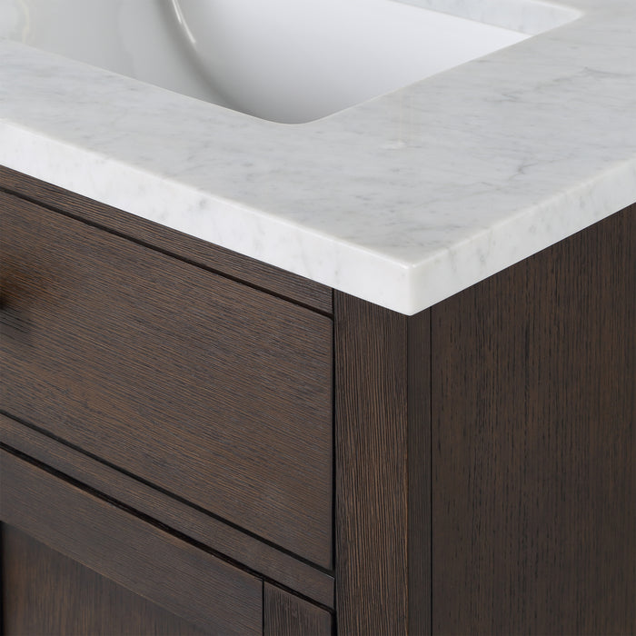 Water Creation | Chestnut 72" Double Sink Carrara White Marble Countertop Vanity In Brown Oak Water Creation - Vanity Water Creation   