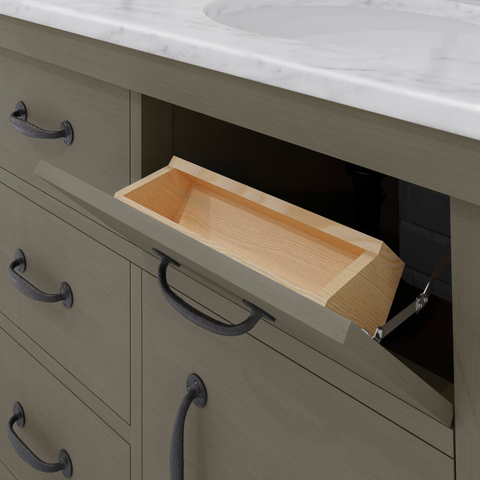 Water Creation | Aberdeen 60" Grizzle Grey Double Sink Bathroom Vanity With Carrara White Marble Counter Top Water Creation - Vanity Water Creation   