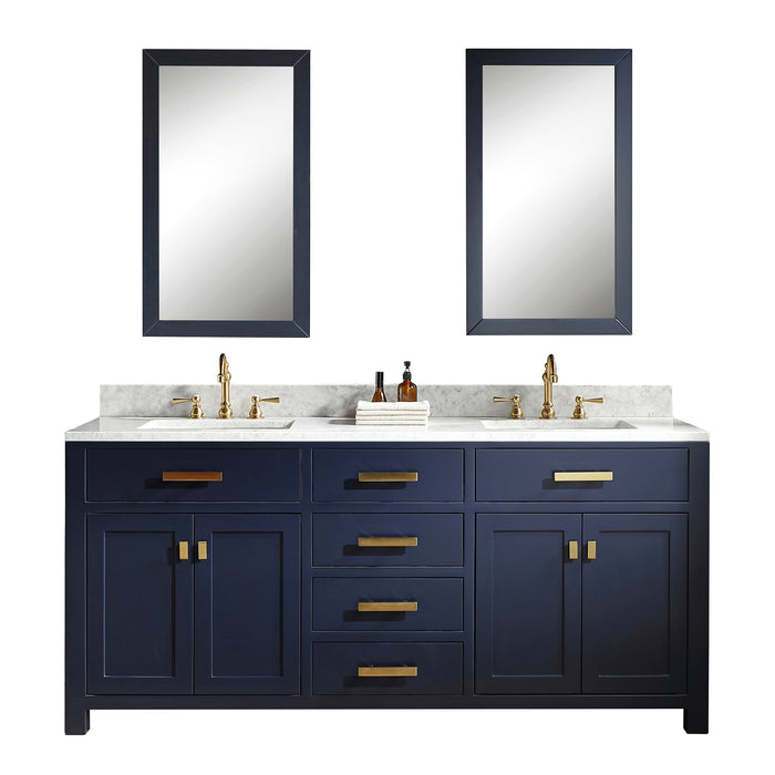Water Creation | Madison 72" Double Sink Carrara White Marble Vanity In Monarch Blue Water Creation - Vanity Water Creation   