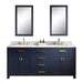 Water Creation | Madison 72" Double Sink Carrara White Marble Vanity In Monarch Blue Water Creation - Vanity Water Creation   