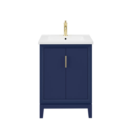 Water Creation | Elise 24" Integrated Ceramic Sink Top Vanity in Monarch Blue Water Creation - Vanity Water Creation No Mirror No Faucet 