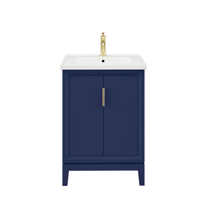 Water Creation | Elise 24" Integrated Ceramic Sink Top Vanity in Monarch Blue Water Creation - Vanity Water Creation No Mirror No Faucet 