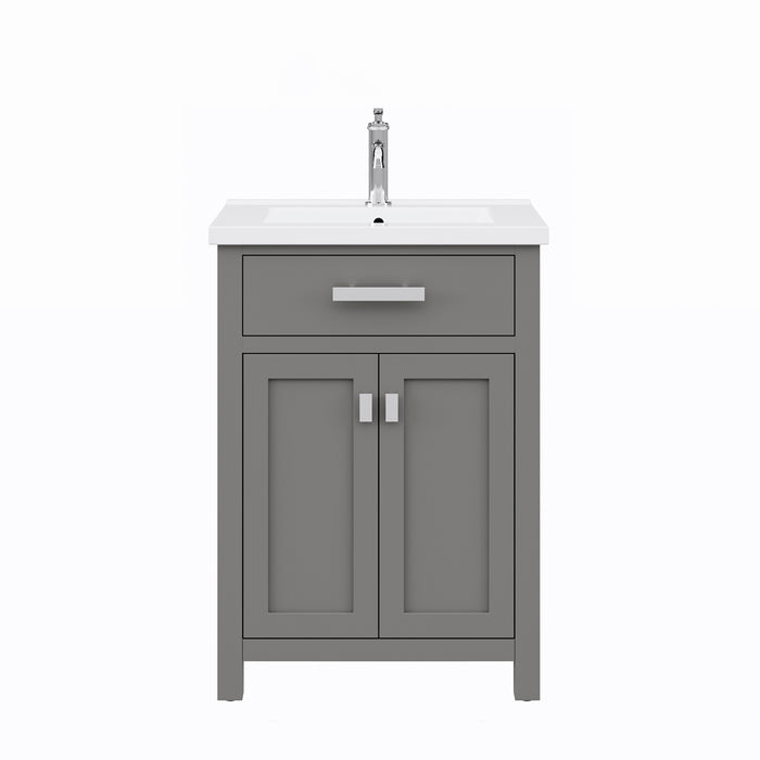 Water Creation | Myra 24" Cashmere Grey MDF Single Bowl Ceramics Top Vanity With Double Door Water Creation - Vanity Water Creation No Mirror No Faucet 