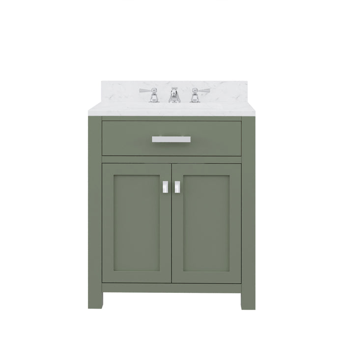 Water Creation | Madison 30" Single Sink Carrara White Marble Countertop Vanity in Glacial Green Water Creation - Vanity Water Creation No Mirror No Faucet 