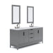 Water Creation | Elizabeth 72" Double Sink Carrara White Marble Vanity In Cashmere Grey Water Creation - Vanity Water Creation 21" Rectangular Mirror Hook Spout Faucet 