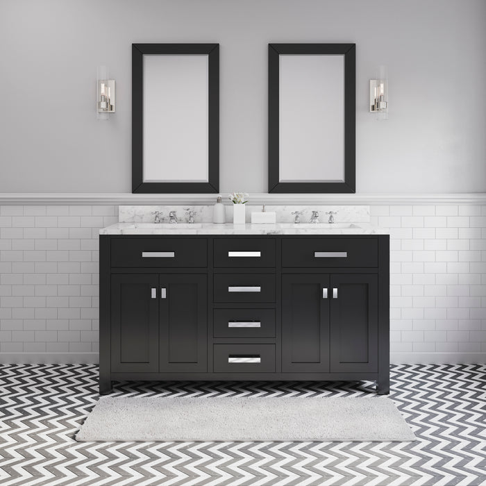 Water Creation | Madison 60" Espresso Double Sink Bathroom Vanity Water Creation - Vanity Water Creation 21" Rectangular Mirror No Faucet 