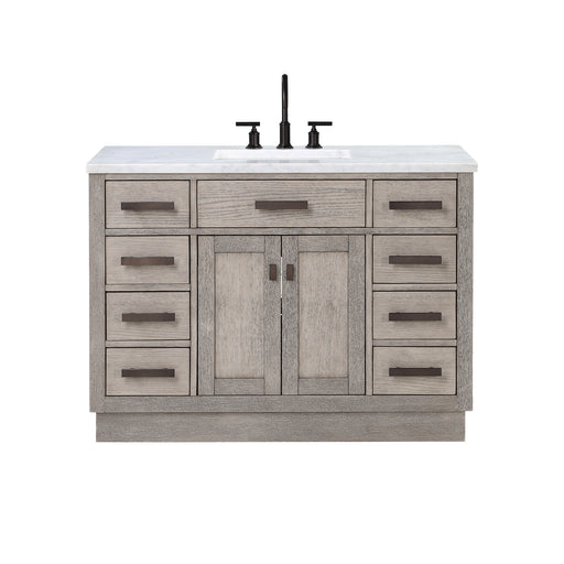 Water Creation | Chestnut 48" Single Sink Carrara White Marble Countertop Vanity In Grey Oak Water Creation - Vanity Water Creation No Mirror No Faucet 