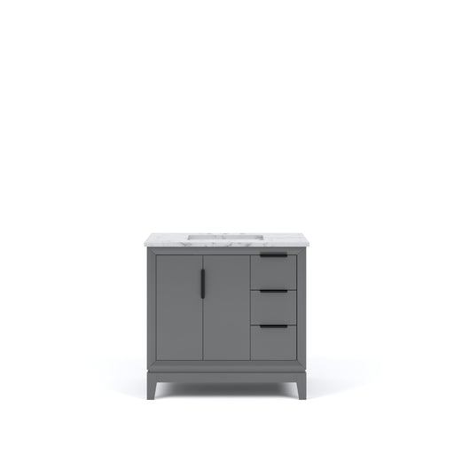 Water Creation | Elizabeth 36" Single Sink Carrara White Marble Vanity In Cashmere Grey Water Creation - Vanity Water Creation No Mirror No Faucet 