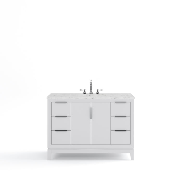 Water Creation | Elizabeth 48" Single Sink Carrara White Marble Vanity In Pure White Water Creation - Vanity Water Creation No Mirror Hook Spout Faucet 