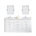 Water Creation | Palace 72" Quartz Carrara Pure White Bathroom Vanity Set With Hardware in Chrome Finish Water Creation - Vanity Water Creation 18" Rectangular Mirror Hook Spout Faucet 