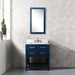 Water Creation | Madalyn 30" Monarch Blue Single Sink Bathroom Vanity Water Creation - Vanity Water Creation 21" Rectangular Mirror No Faucet 