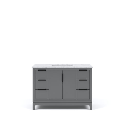 Water Creation | Elizabeth 48" Single Sink Carrara White Marble Vanity In Cashmere Grey Water Creation - Vanity Water Creation No Mirror No Faucet 