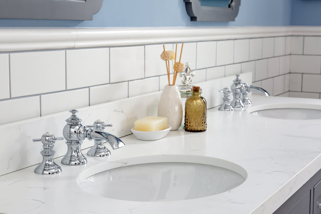 Water Creation | Queen 72" Double Sink Quartz Carrara Vanity In Cashmere Grey Water Creation - Vanity Water Creation   