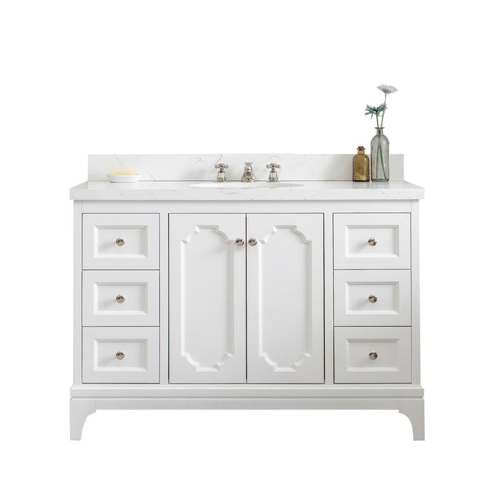 Water Creation | Queen 48" Single Sink Quartz Carrara Vanity In Pure White Water Creation - Vanity Water Creation No Mirror No Faucet 