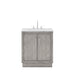 Water Creation | Hugo 30" Single Sink Carrara White Marble Countertop Vanity in Grey Oak and Chrome Trim Water Creation - Vanity Water Creation No Mirror Hook Spout Faucet 