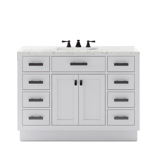 Water Creation | Hartford 48" Single Sink Carrara White Marble Countertop Bath Vanity in Pure White Water Creation - Vanity Water Creation No Mirror No Faucet 