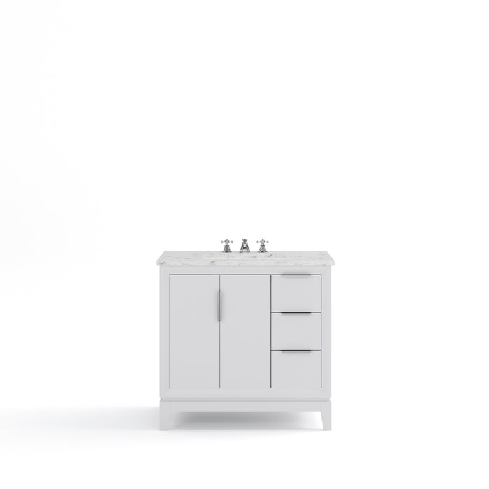 Water Creation | Elizabeth 36" Single Sink Carrara White Marble Vanity In Pure White Water Creation - Vanity Water Creation No Mirror Widespread Lavatory Faucet 