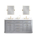 Water Creation | Palace 72" Quartz Carrara Cashmere Grey Bathroom Vanity Set With Hardware in Satin Gold Finish And Only Mirrors in Chrome Finish Water Creation - Vanity Water Creation 18" Rectangular Mirror Hook Spout Faucet 