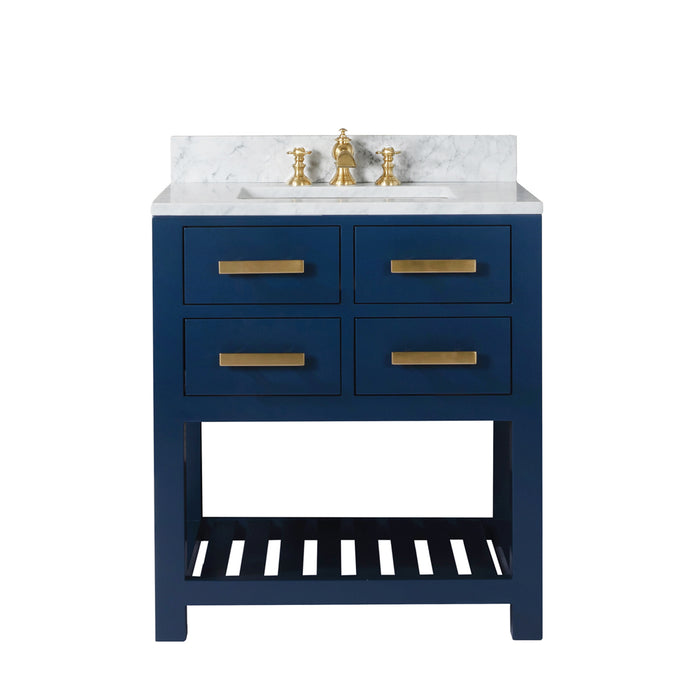 Water Creation | Madalyn 30" Monarch Blue Single Sink Bathroom Vanity Water Creation - Vanity Water Creation No Mirror Waterfall Faucet 