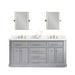 Water Creation | Palace 72" Quartz Carrara Cashmere Grey Bathroom Vanity Set With Hardware in Satin Gold Finish And Only Mirrors in Chrome Finish Water Creation - Vanity Water Creation 18" Rectangular Mirror Waterfall Faucet 