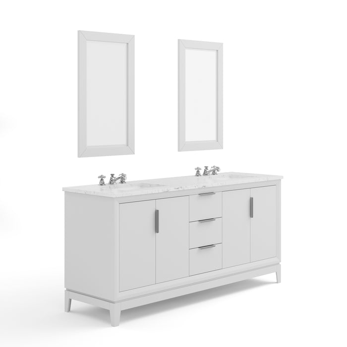 Water Creation | Elizabeth 72" Double Sink Carrara White Marble Vanity In Pure White Water Creation - Vanity Water Creation 21" Rectangular Mirror No Faucet 