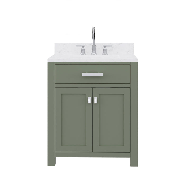 Water Creation | Madison 30" Single Sink Carrara White Marble Countertop Vanity in Glacial Green Water Creation - Vanity Water Creation No Mirror Gooseneck Faucet 