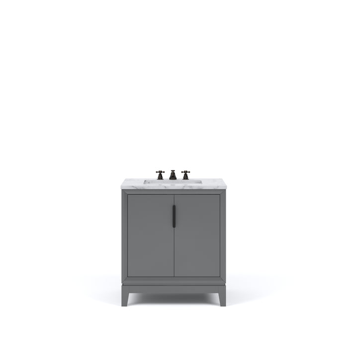 Water Creation | Elizabeth 30" Single Sink Carrara White Marble Vanity In Cashmere Grey Water Creation - Vanity Water Creation No Mirror Widespread Lavatory Faucet 